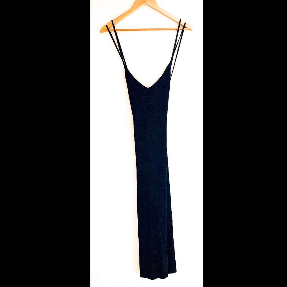 Slinky black backless dress